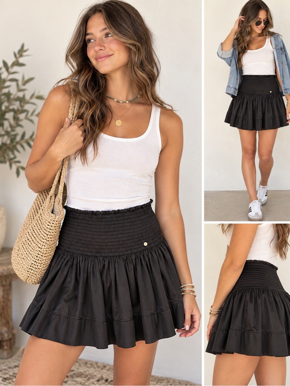 Natural Life Black Smocked Ruffle Mini Skirt – New With Tags Boho Look
